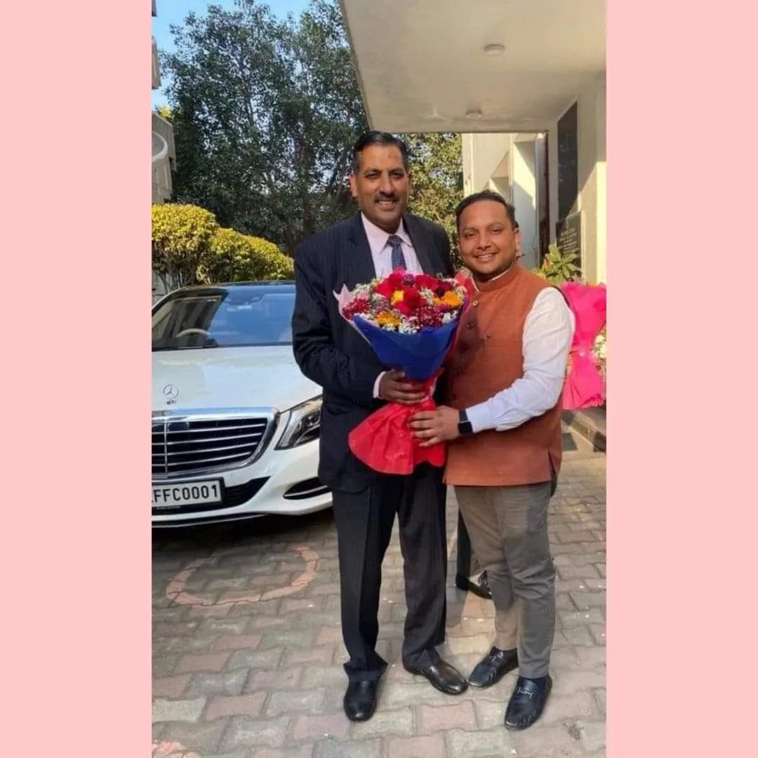 Felicitation with a bouquet